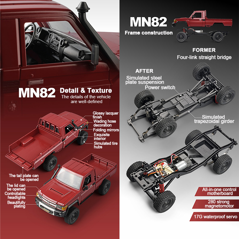 ZWN 1:12 레트로 RC카, LED 조명 포함, 풀 - Rc Hobby Grade Truck 리뷰 및 가격